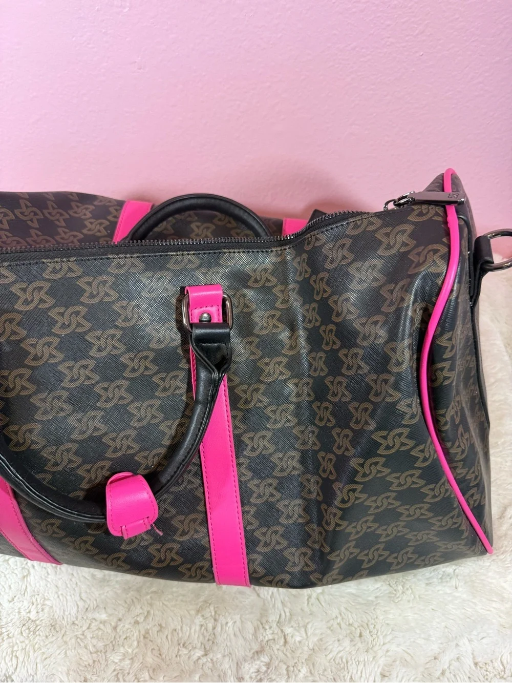 Pink-Accented Monogram Weekender Bag - Picture 3 of 5